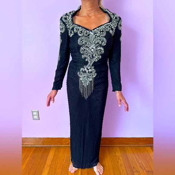 Dresses & Skirts - Vintage Elegant Black Beaded Women's Dress